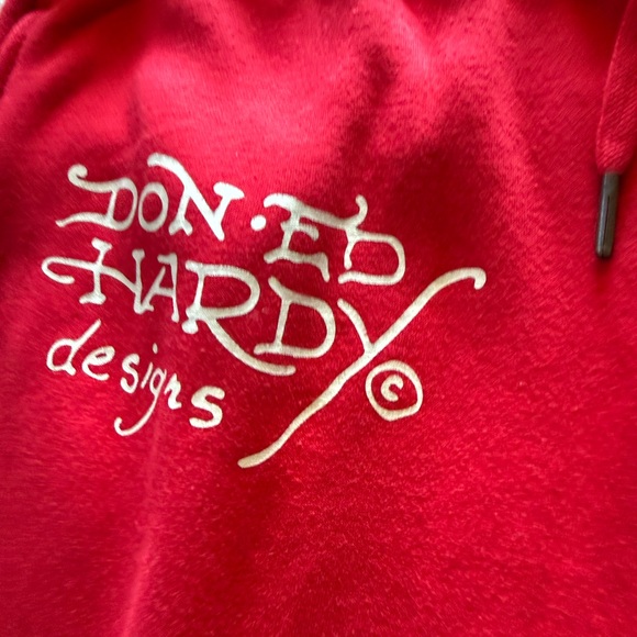 ED HARDY RED sweatpants Flare Leg Soft Don Ed Hardy Designs - Picture 5 of 12